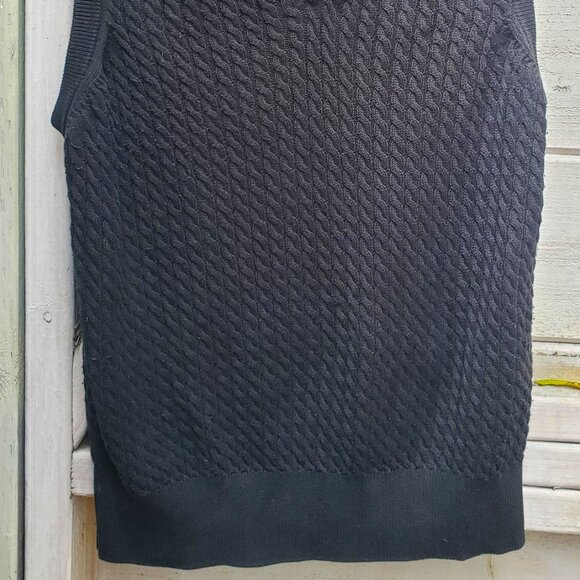 Clark & Gregory Classic Black Cable Knit Vest, 100% Pima Cotton - Picture 3 of 7